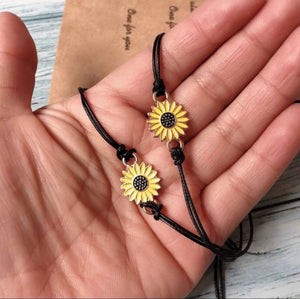"Together Forever" Sunflower Bracelet Set - The Sunflower Pendant